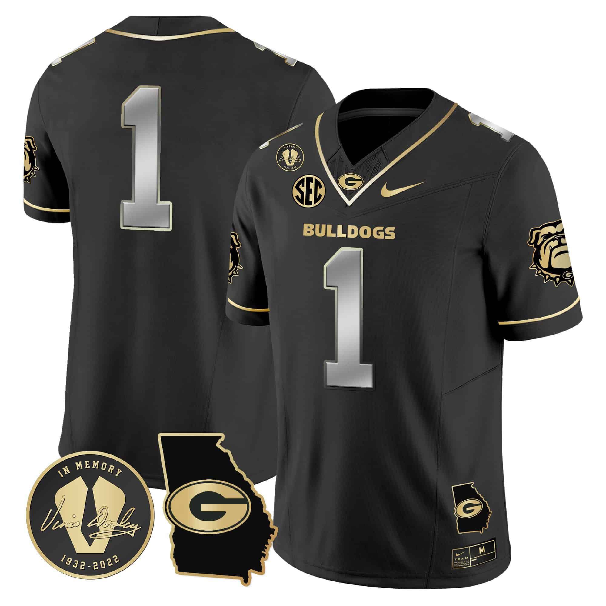 Men Georgia Bulldogs #1 No Name Black 2024 Nike Vapor NCAA Jersey style 3